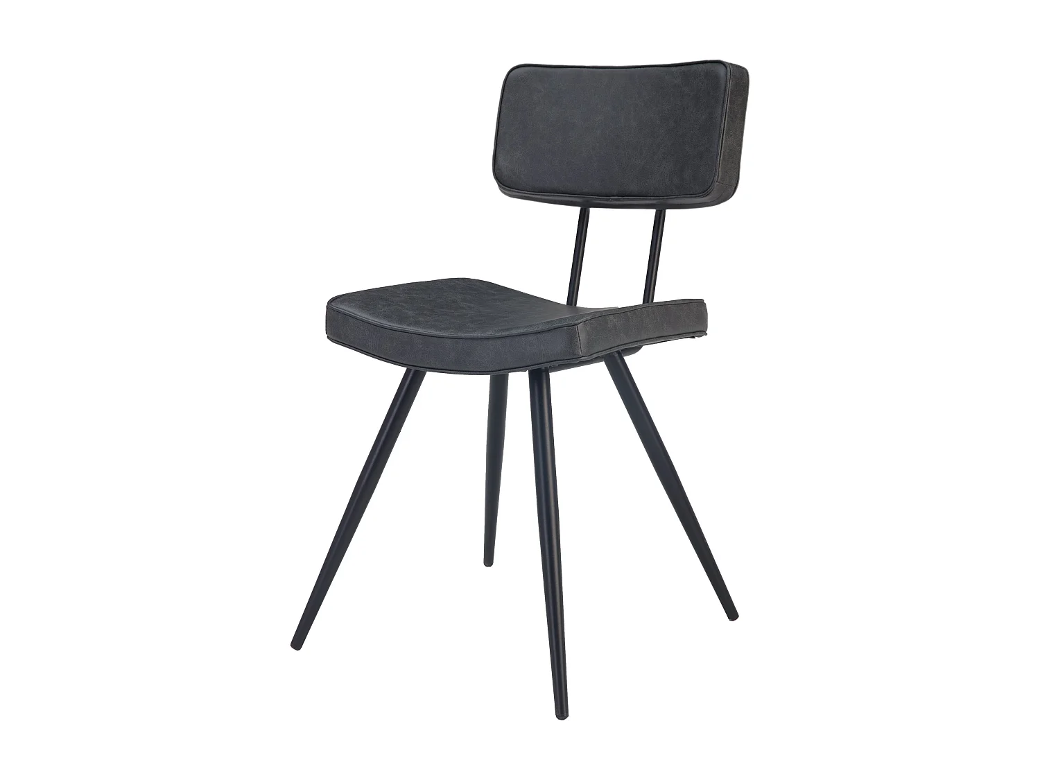 Lot de 2 chaises en cuir synthétique gris / noir - Texas