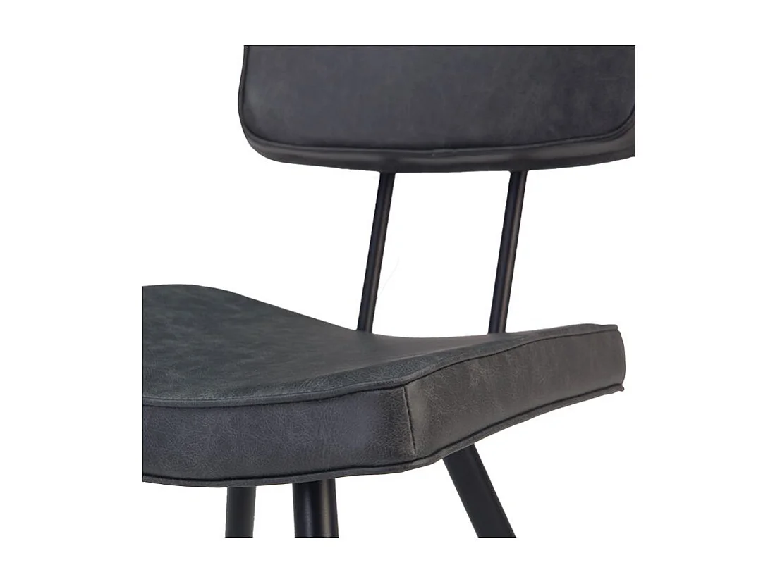 Lot de 2 chaises en cuir synthétique gris / noir - Texas