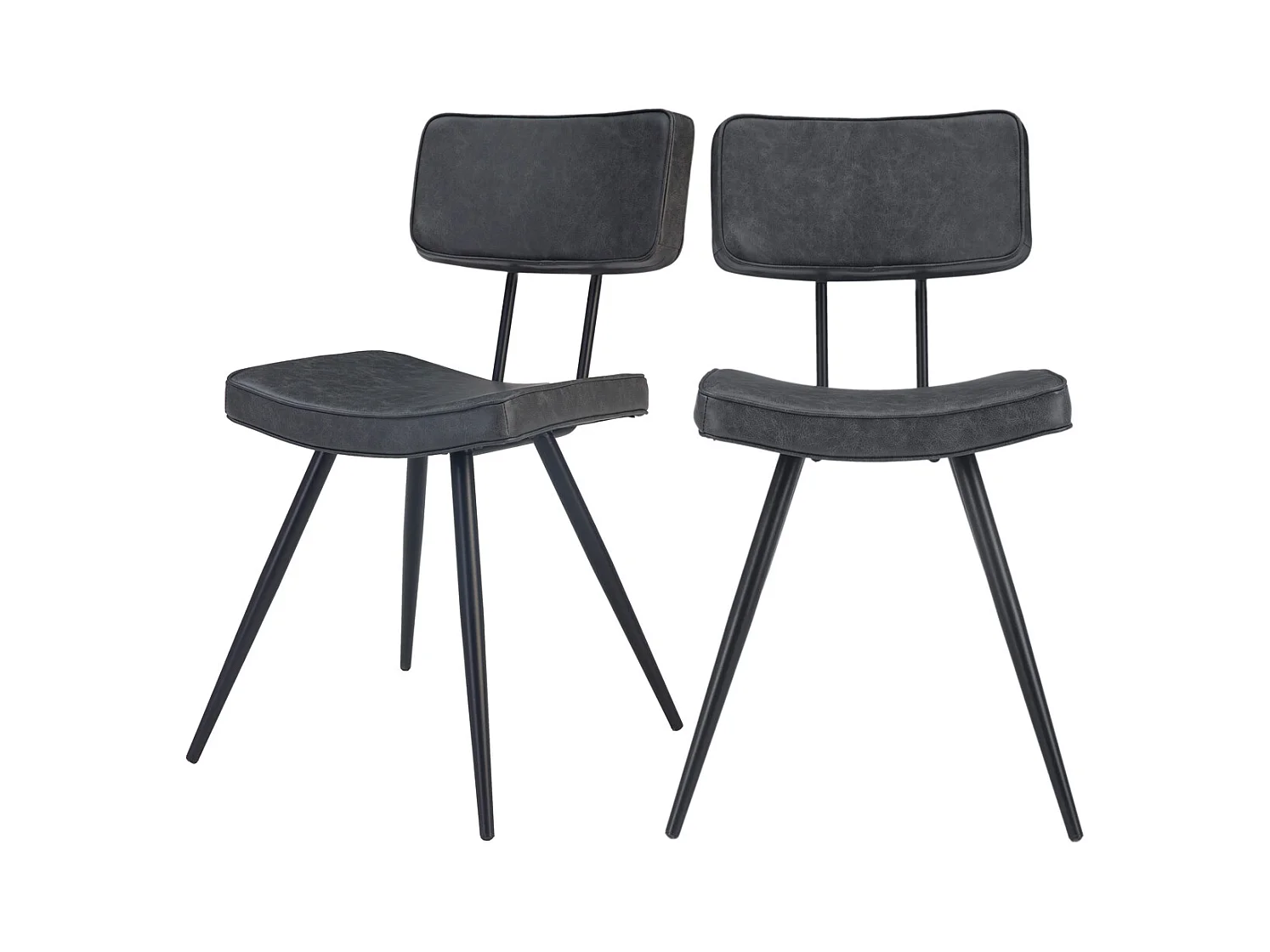 Lot de 2 chaises en cuir synthétique gris / noir - Texas