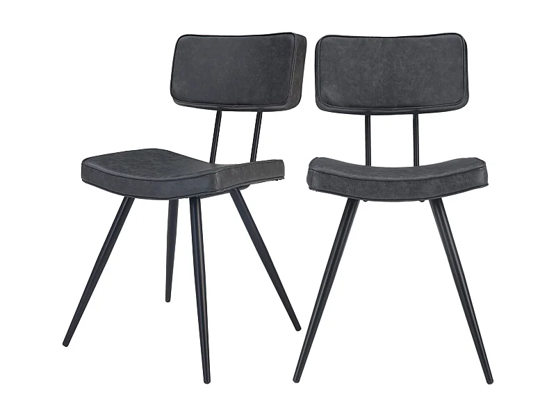 Set di 2 sedie in pelle sintetica grigio/nero - Texas