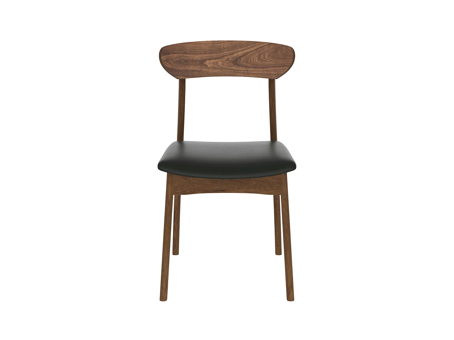 Lot de 2 chaises en cuir synthétique noir et bois foncé - Lana