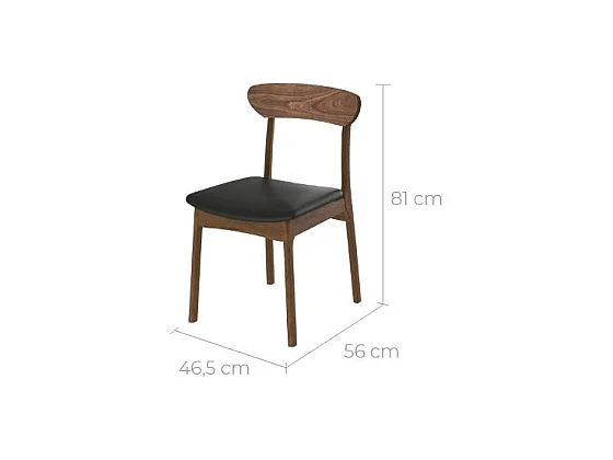 Lot de 2 chaises en cuir synthétique noir et bois foncé - Lana