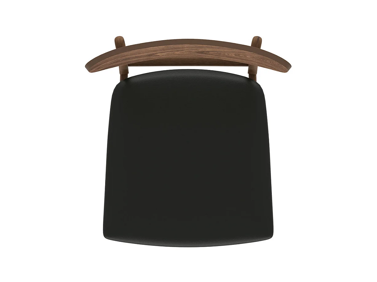 Lot de 2 chaises en cuir synthétique noir et bois foncé - Lana