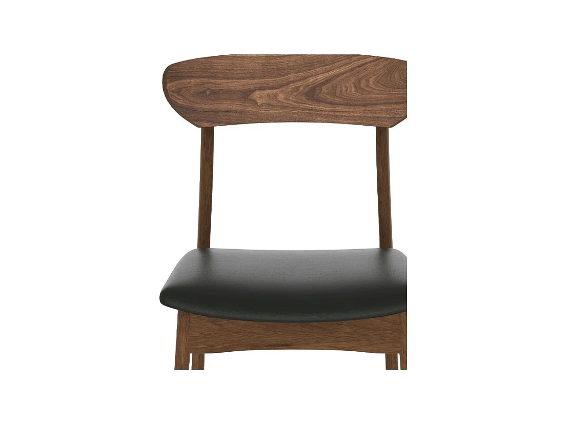 Lot de 2 chaises en cuir synthétique noir et bois foncé - Lana