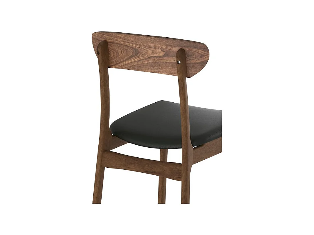 Lot de 2 chaises en cuir synthétique noir et bois foncé - Lana