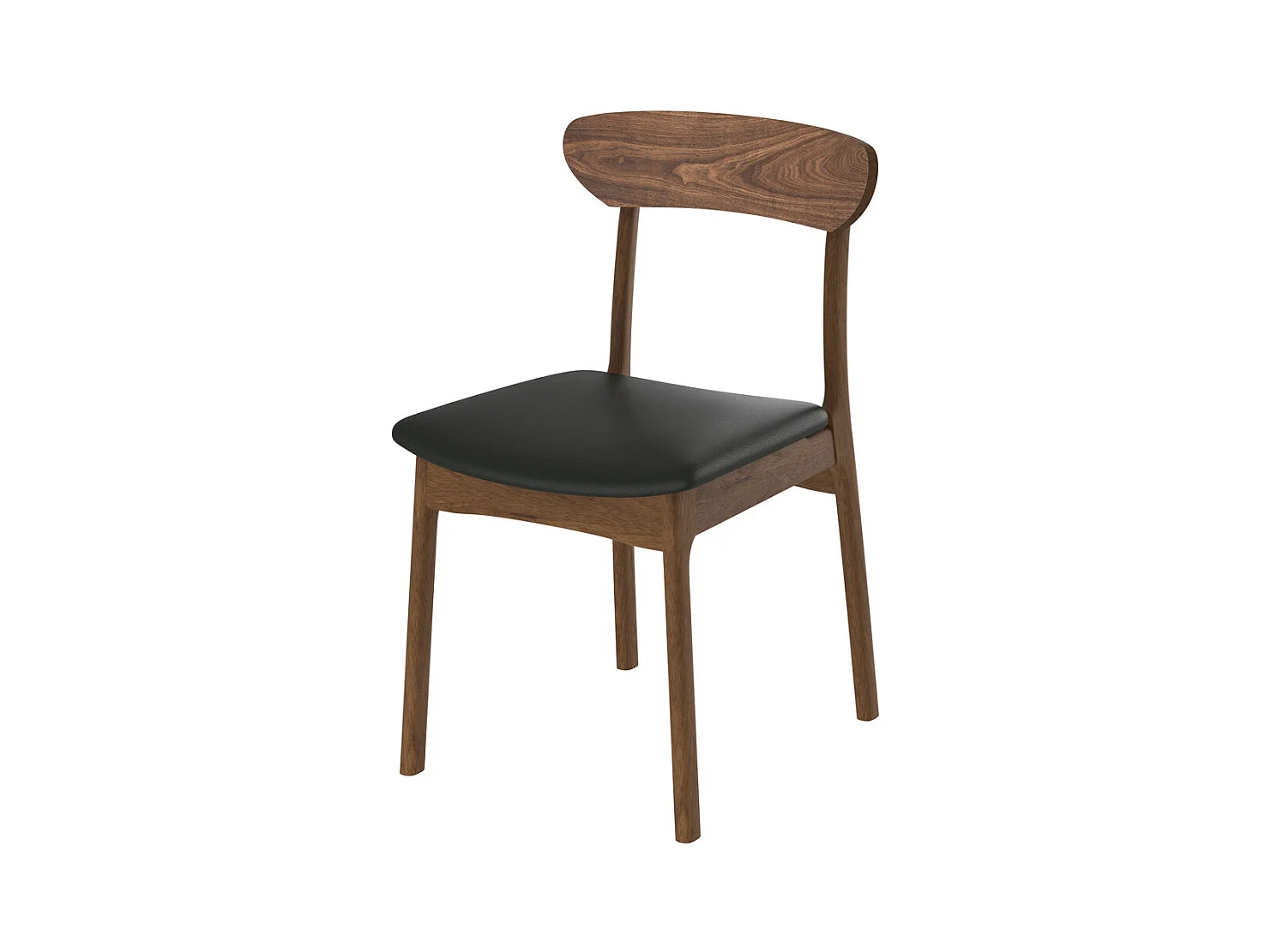 Lot de 2 chaises en cuir synthétique noir et bois foncé - Lana