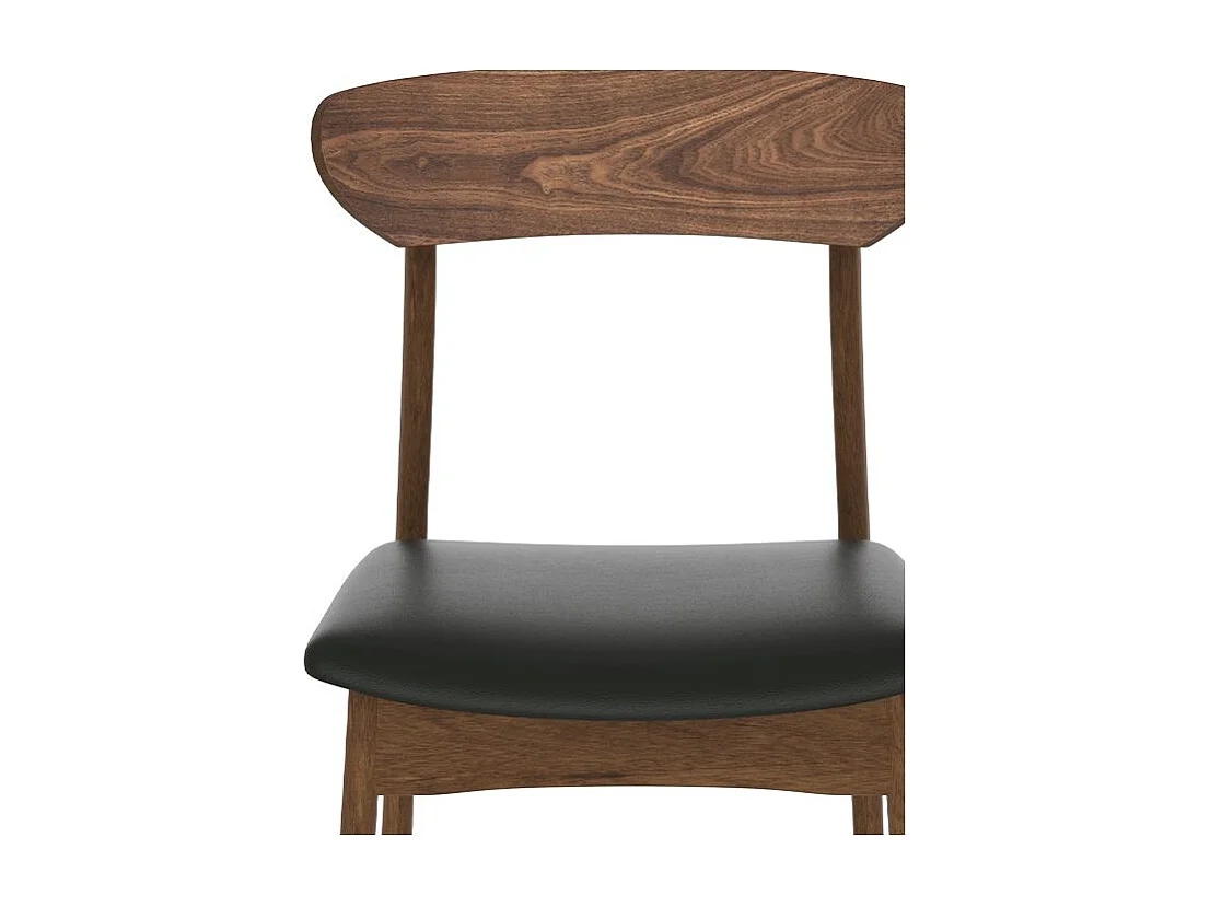 Set de 2 sillas en cuero sintético negro y madera clara - Lana