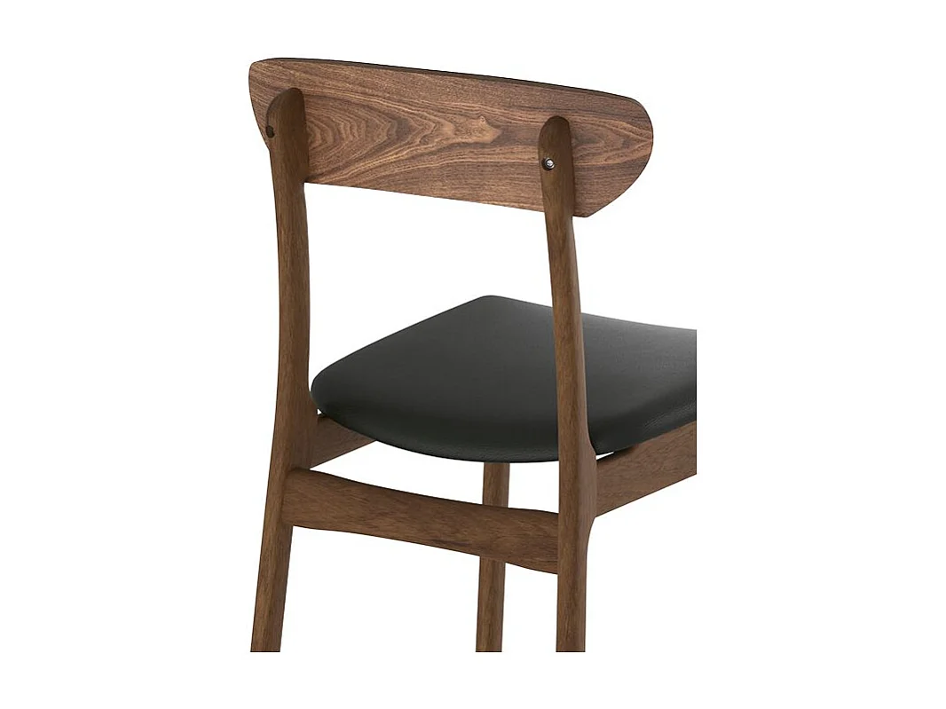 Set di 2 sedie in pelle sintetica nera e legno chiaro - Lana