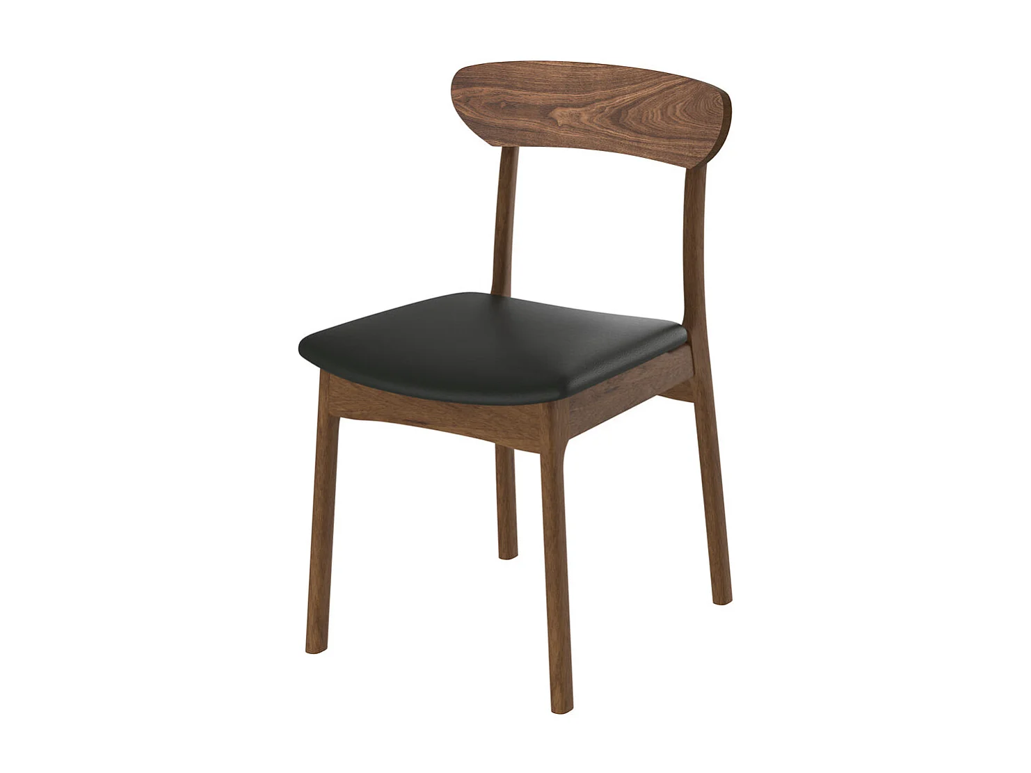 Set di 2 sedie in pelle sintetica nera e legno chiaro - Lana