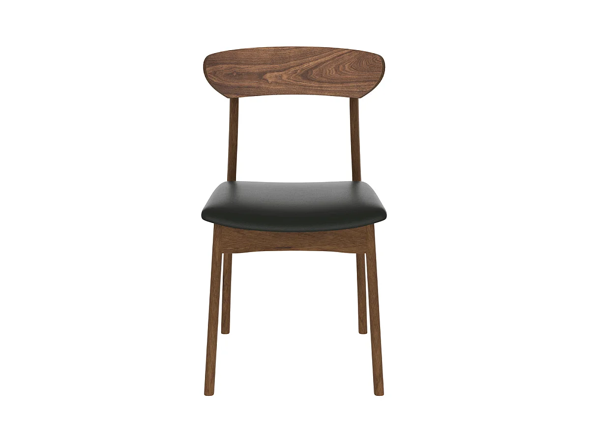 Lot de 2 chaises en cuir synthétique noir et bois foncé - Lana