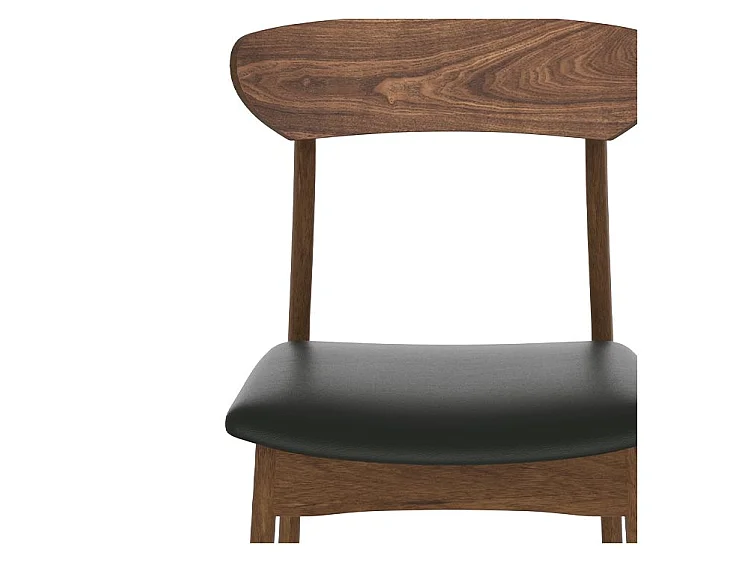 Lot de 2 chaises en cuir synthétique noir et bois foncé - Lana