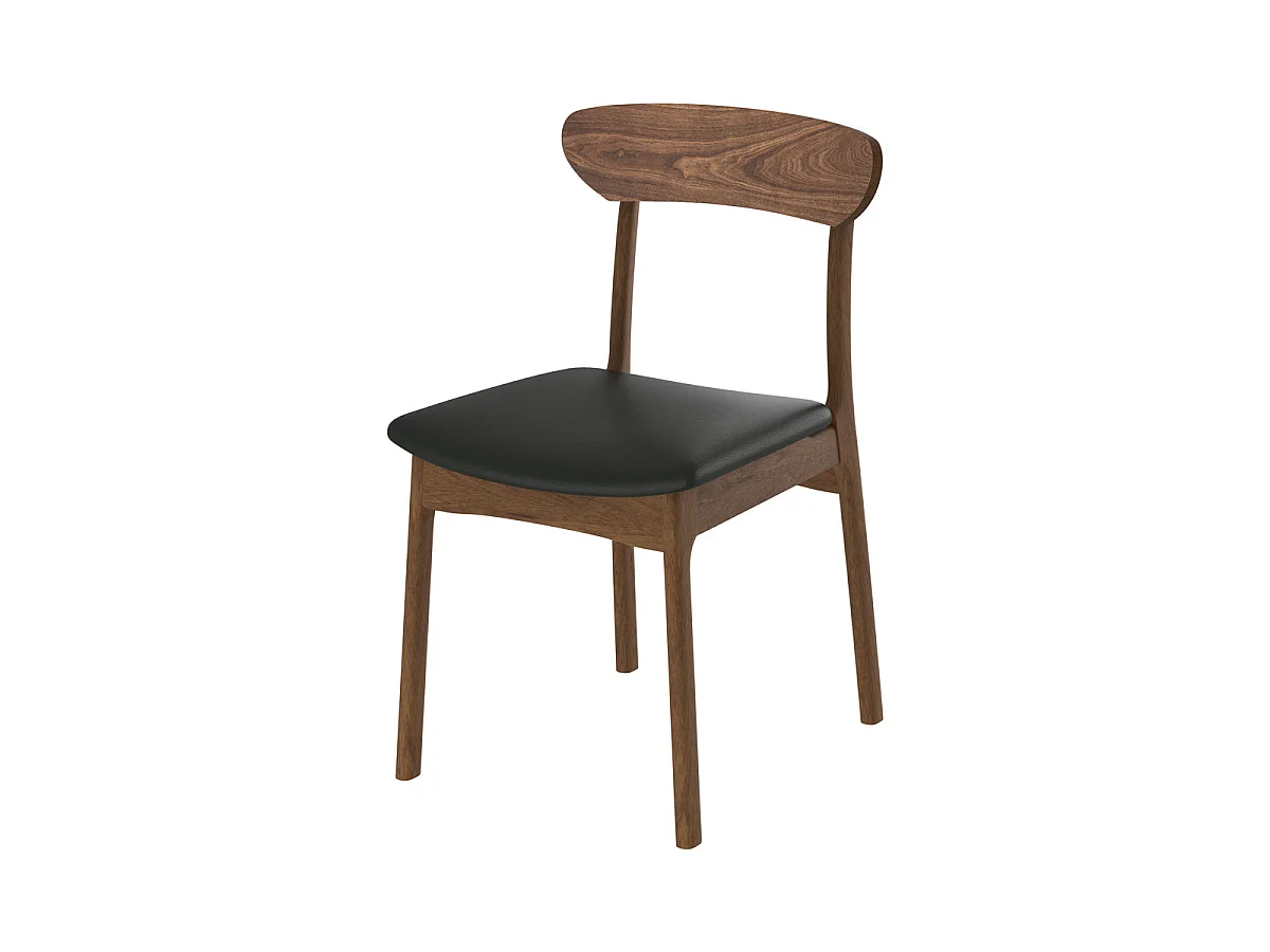 Lot de 2 chaises en cuir synthétique noir et bois foncé - Lana