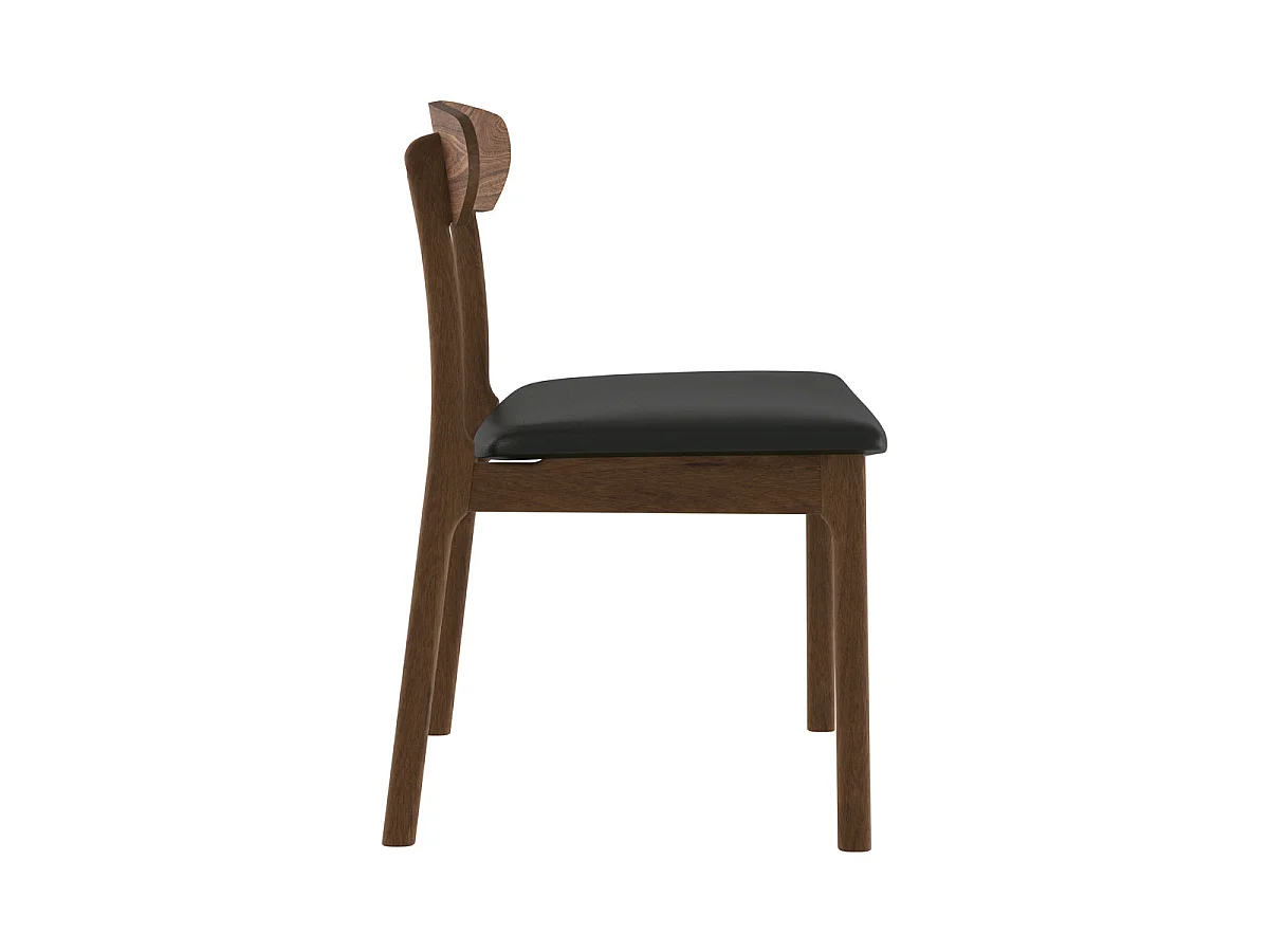 Lot de 2 chaises en cuir synthétique noir et bois foncé - Lana