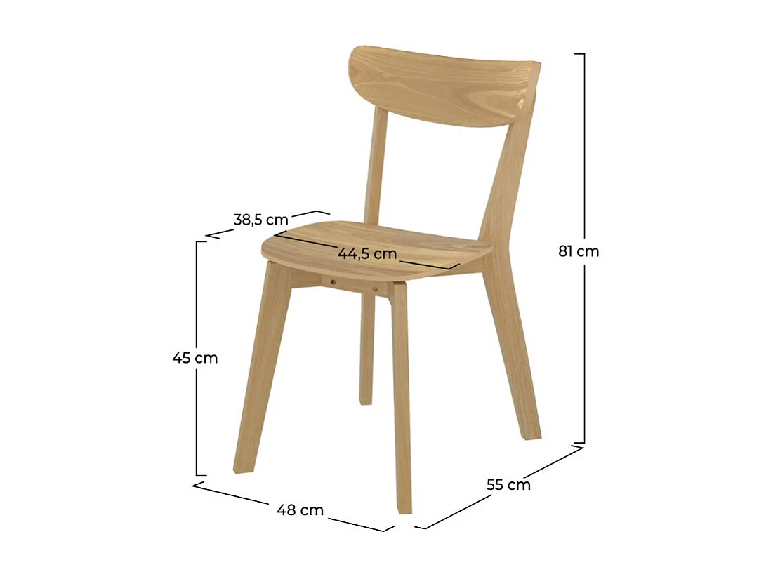 Lot de 2 chaises en bois clair - Tabata