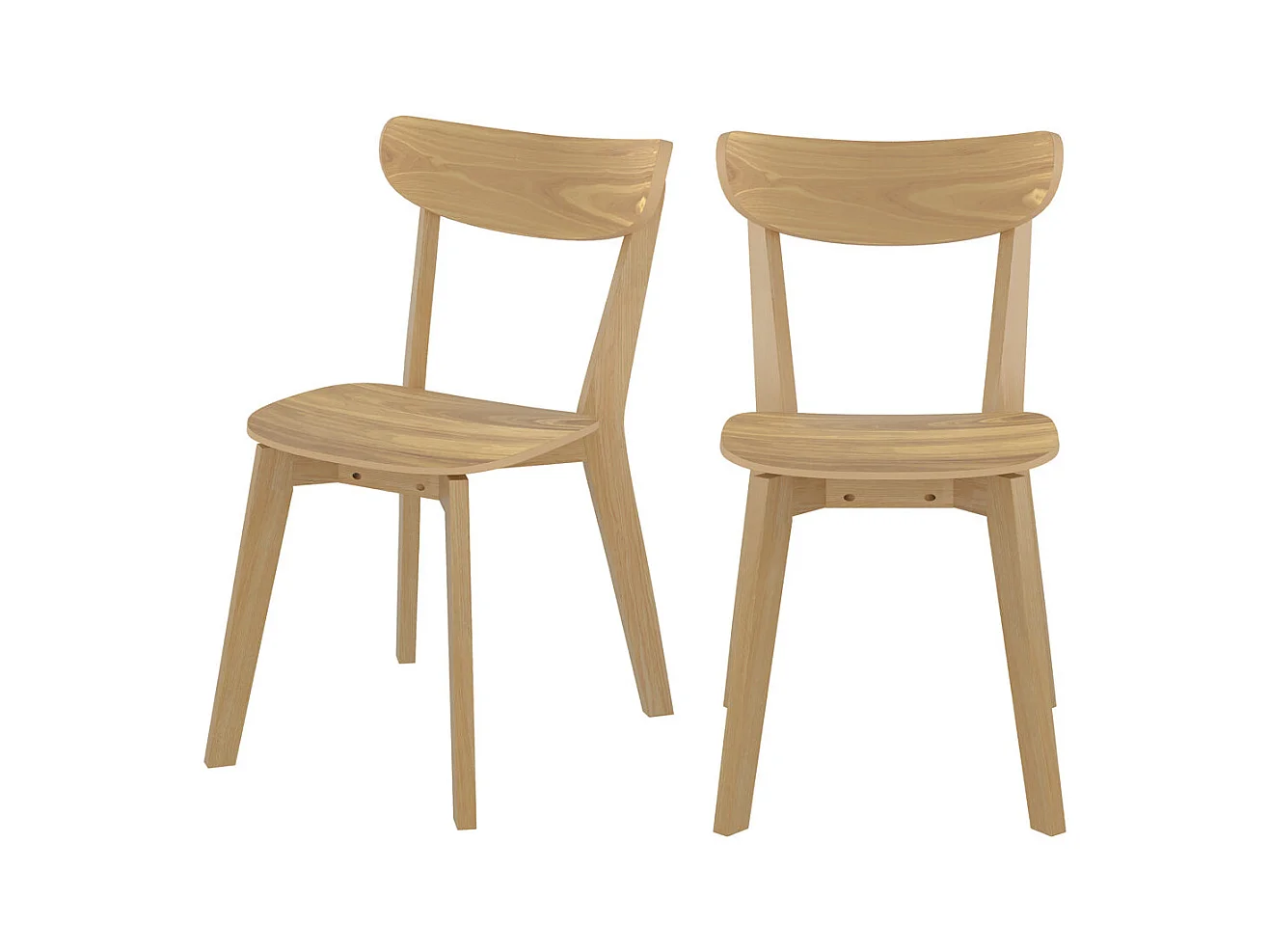 Lot de 2 chaises en bois clair - Tabata