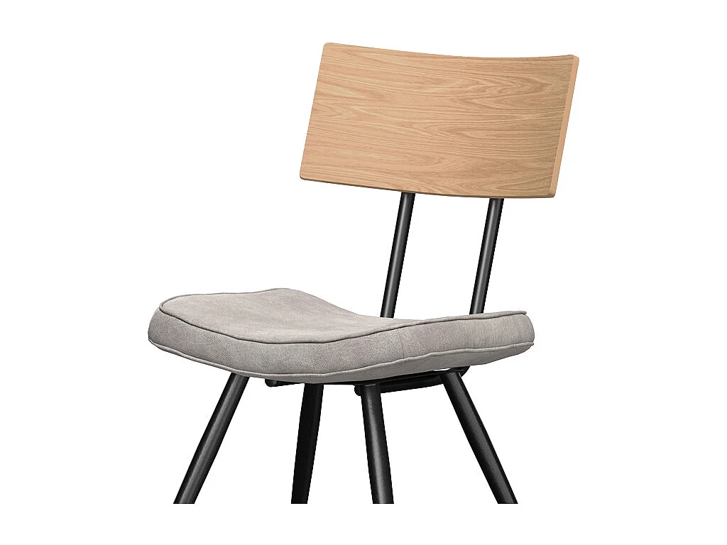 Lot de 2 chaises en bois clair et cuir synthétique gris - Texas