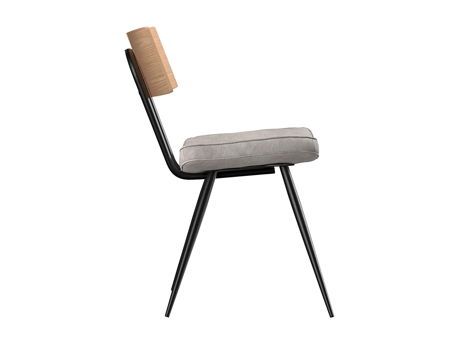 Lot de 2 chaises en bois clair et cuir synthétique gris - Texas