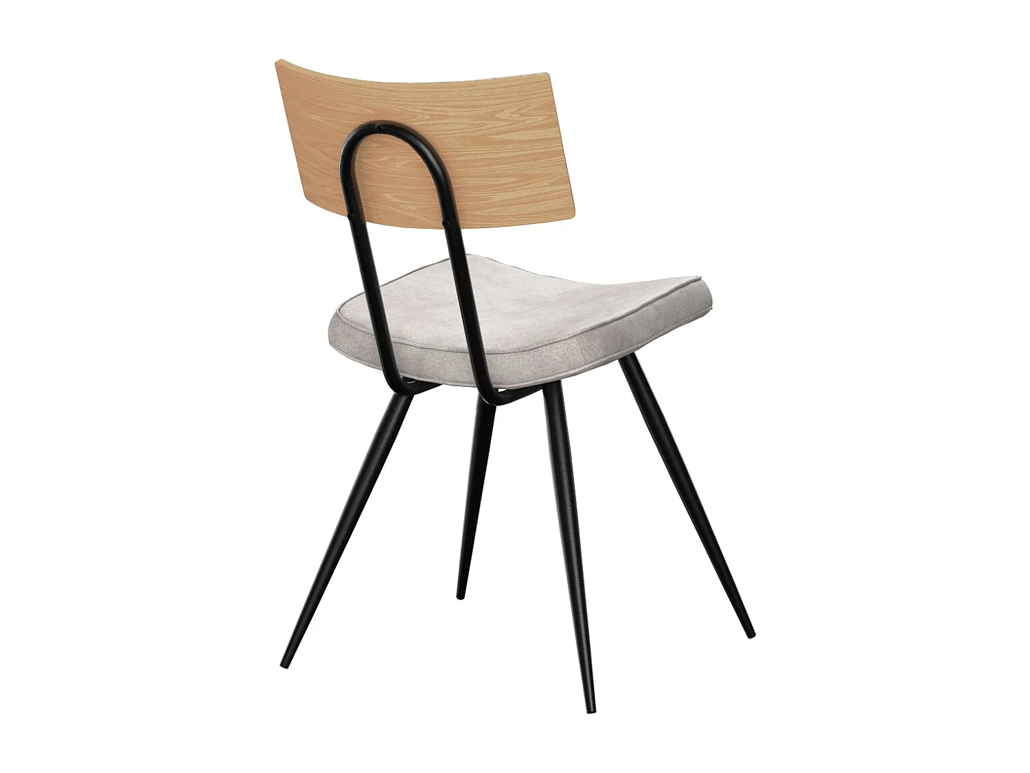 Lot de 2 chaises en bois clair et cuir synthétique gris - Texas