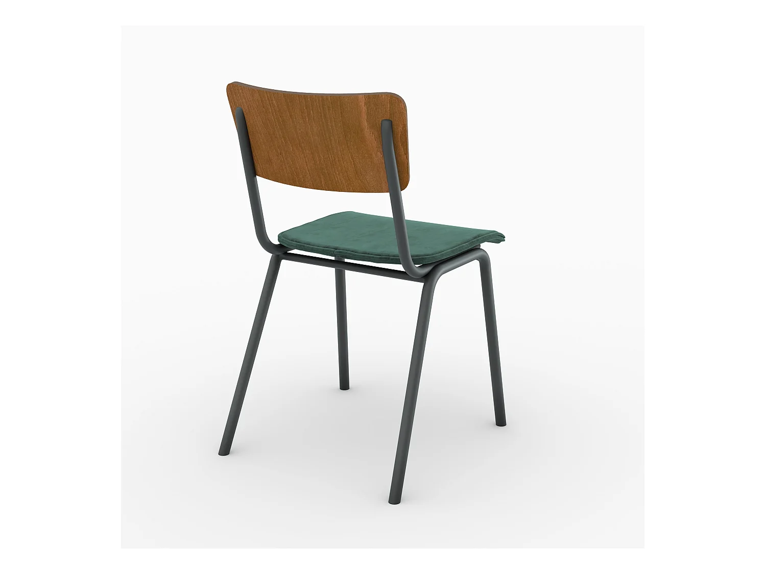 Lot de 2 chaises en bois foncé et velours vert - Nico