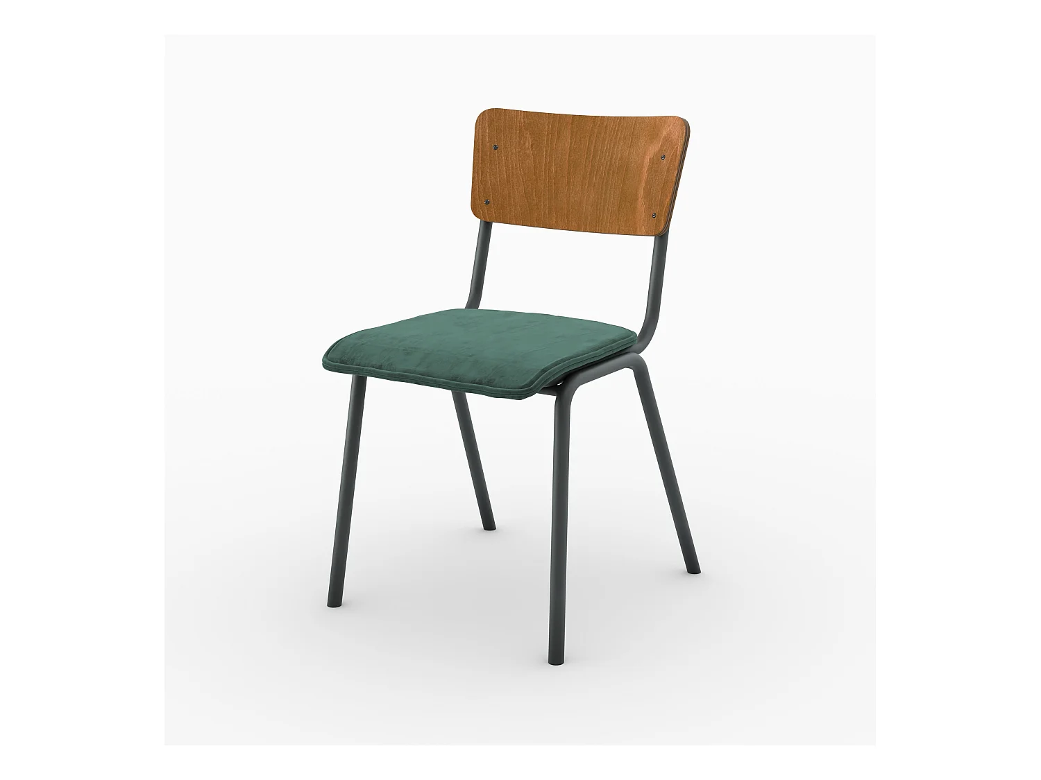 Lot de 2 chaises en bois foncé et velours vert - Nico