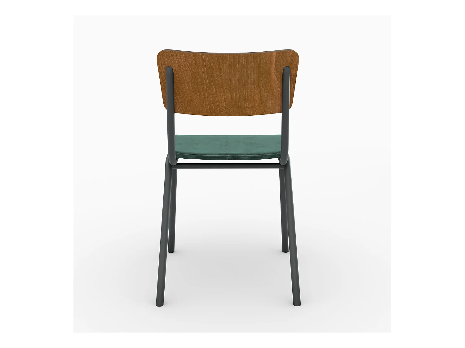 Lot de 2 chaises en bois foncé et velours vert - Nico