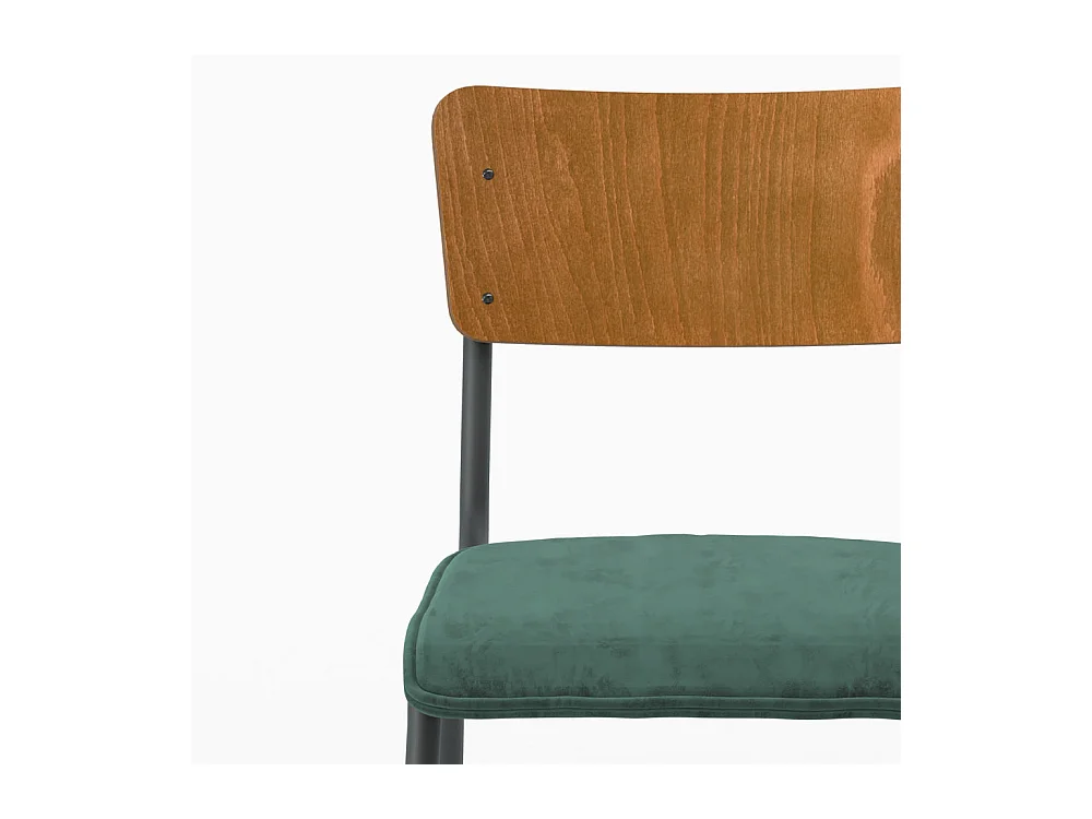 Lot de 2 chaises en bois foncé et velours vert - Nico