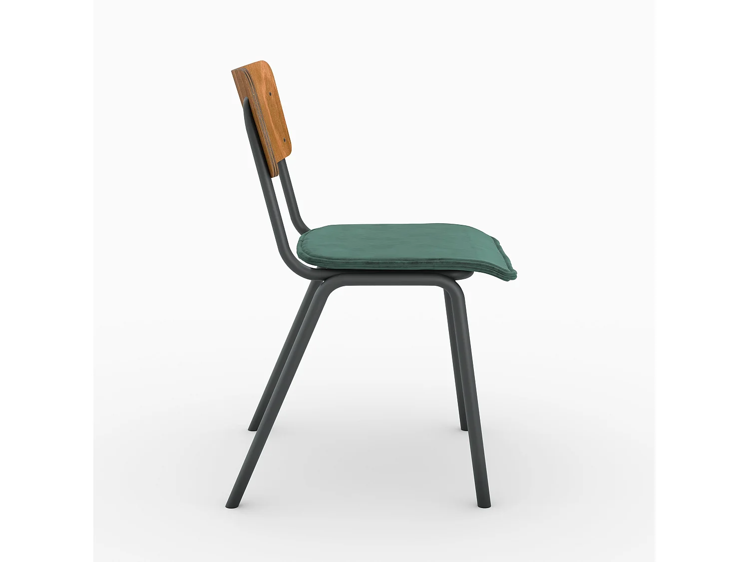 Lot de 2 chaises en bois foncé et velours vert - Nico