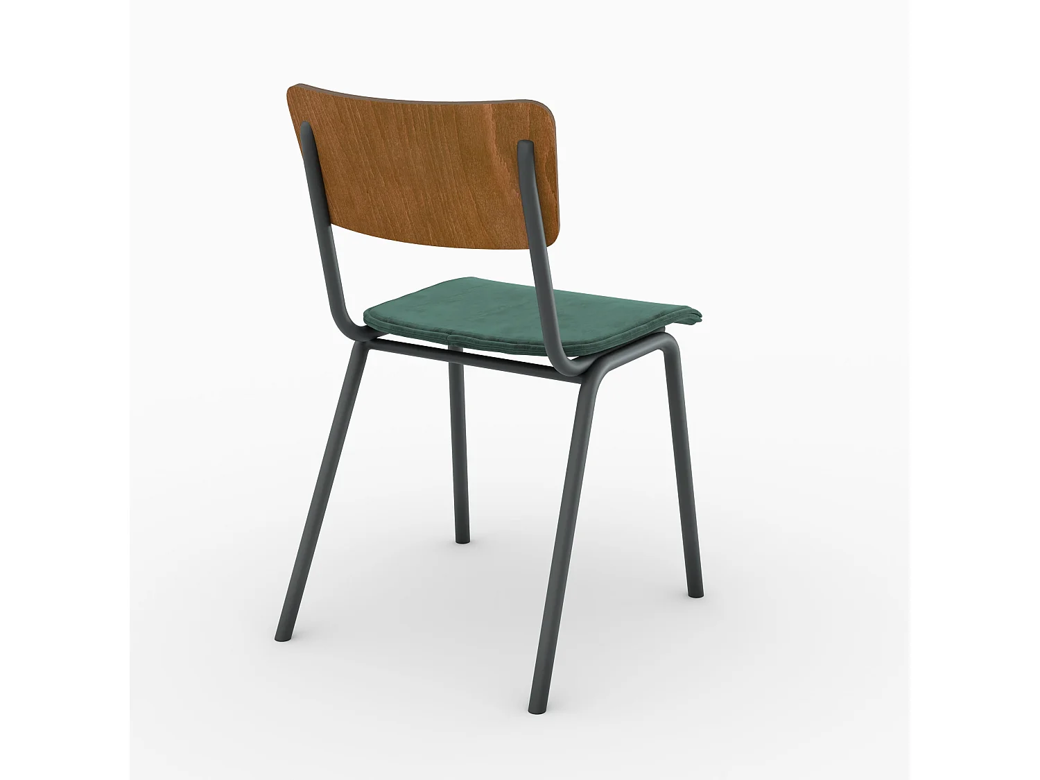 Lot de 2 chaises en bois foncé et velours vert - Nico