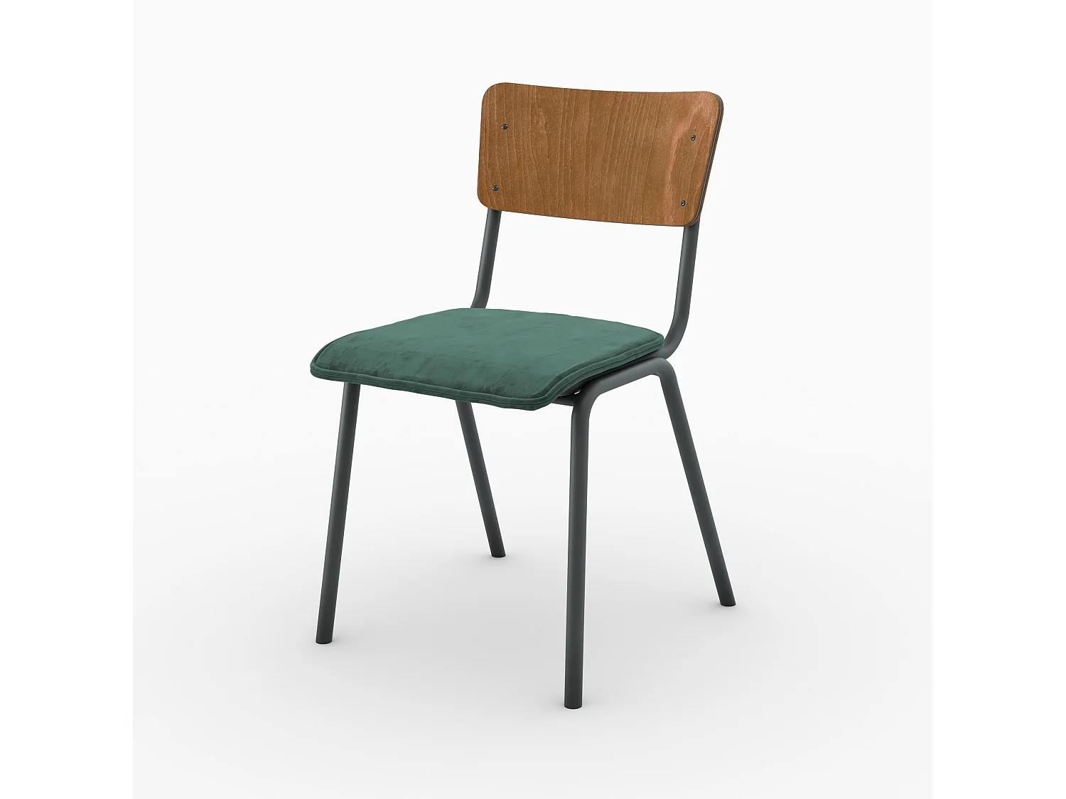 Set de 2 sillas de madera oscura y terciopelo verde - Nico