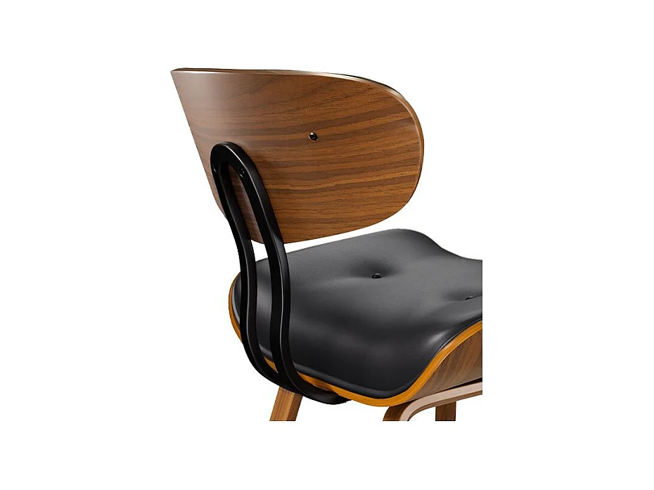 Chaise en PU noir et pieds en bois plié - Pétrus