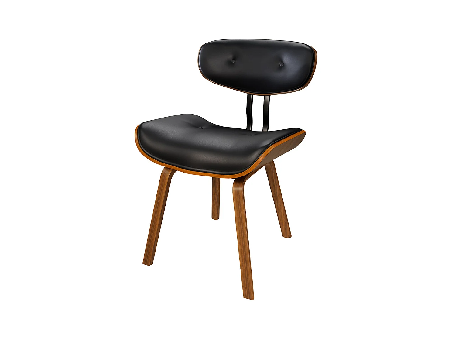 Chaise en PU noir et pieds en bois plié - Pétrus