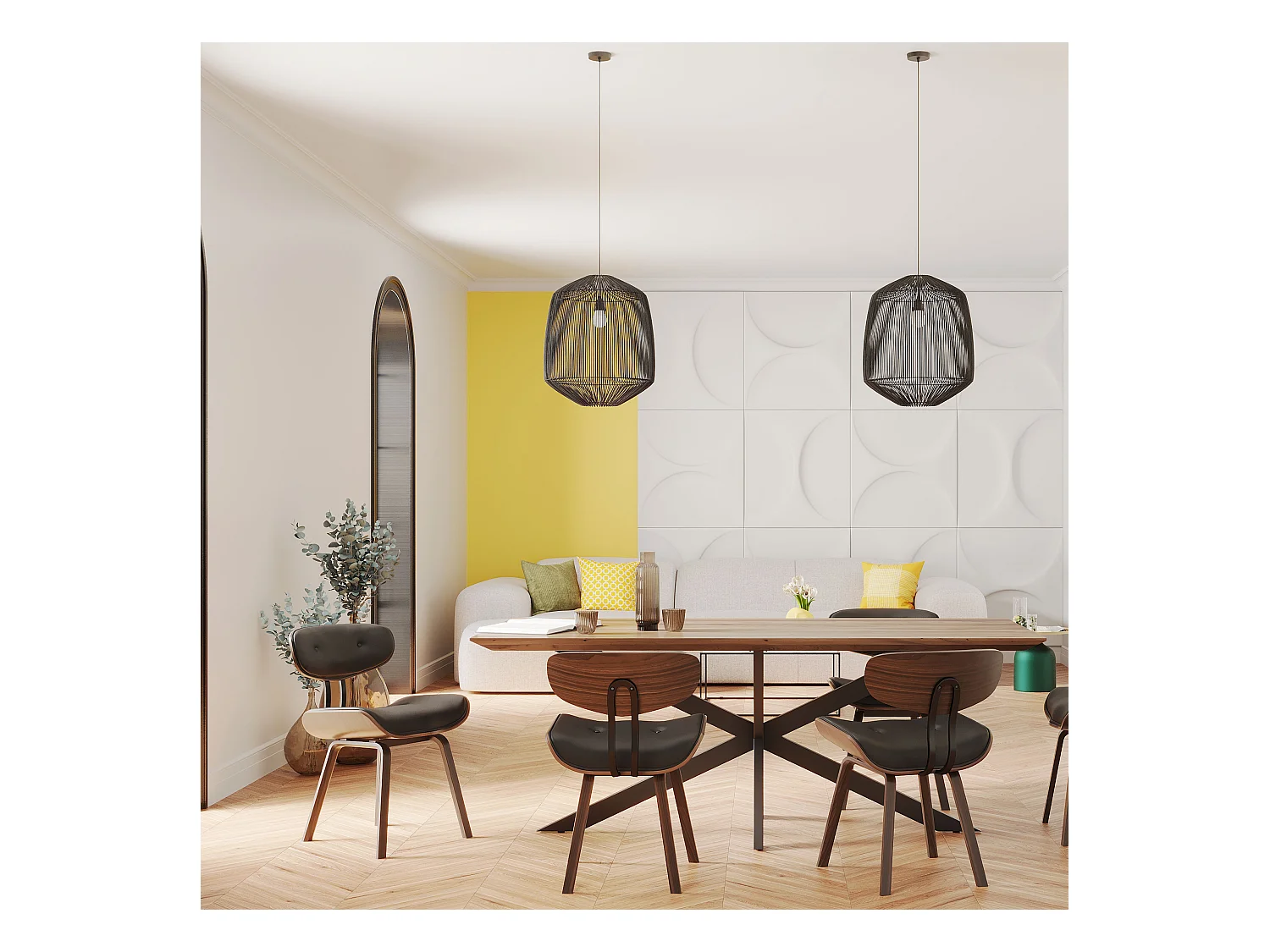 Chaise en PU noir et pieds en bois plié - Pétrus