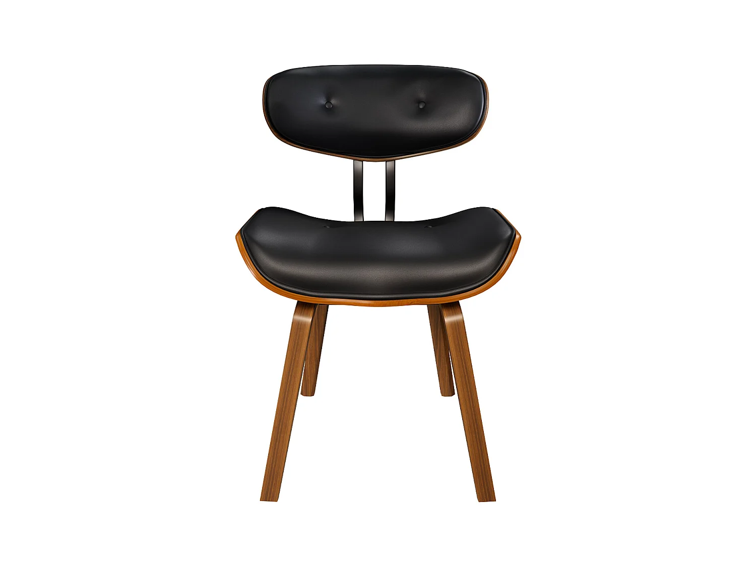 Chaise en PU noir et pieds en bois plié - Pétrus