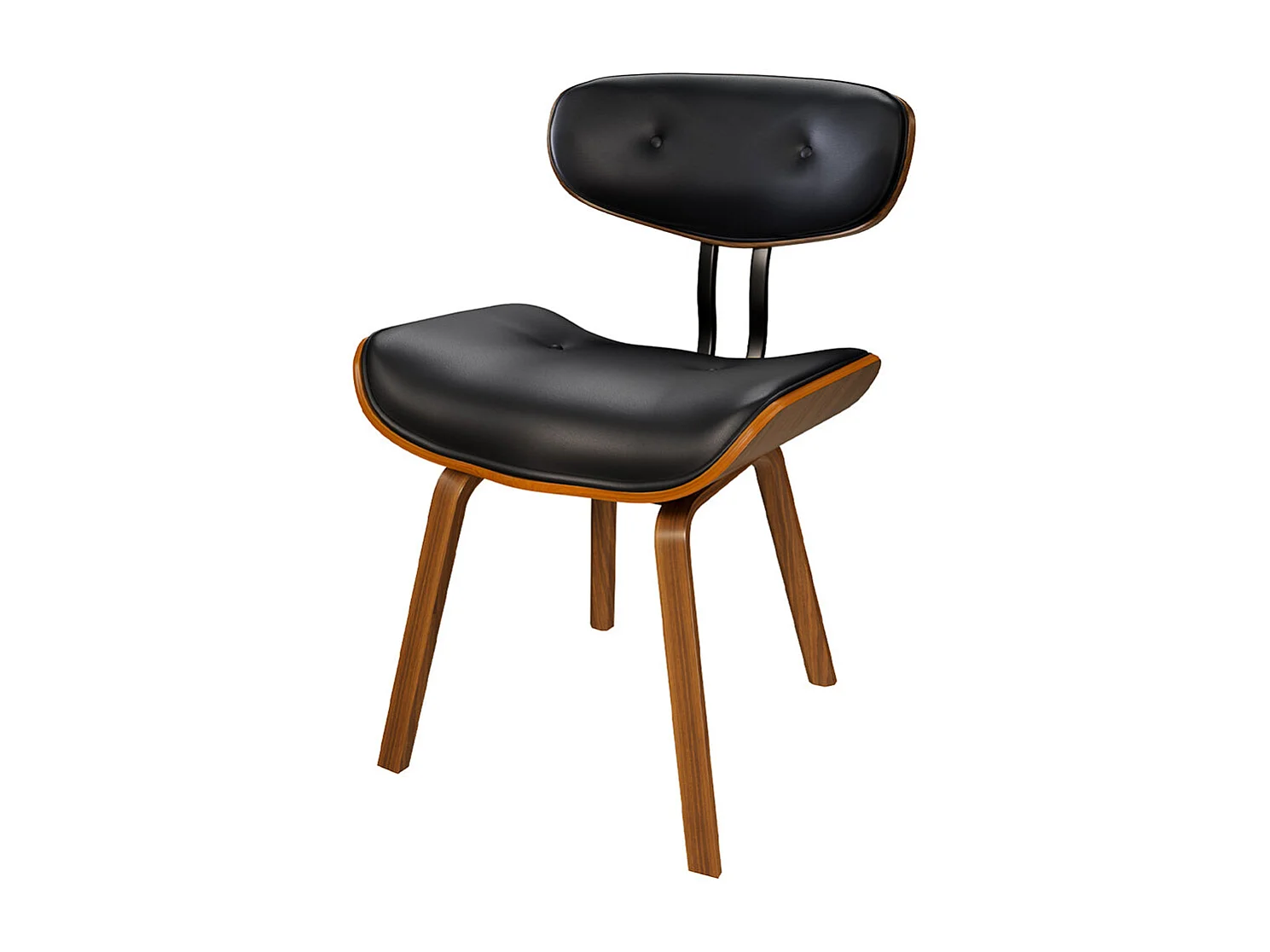 Chaise en PU noir et pieds en bois plié - Pétrus