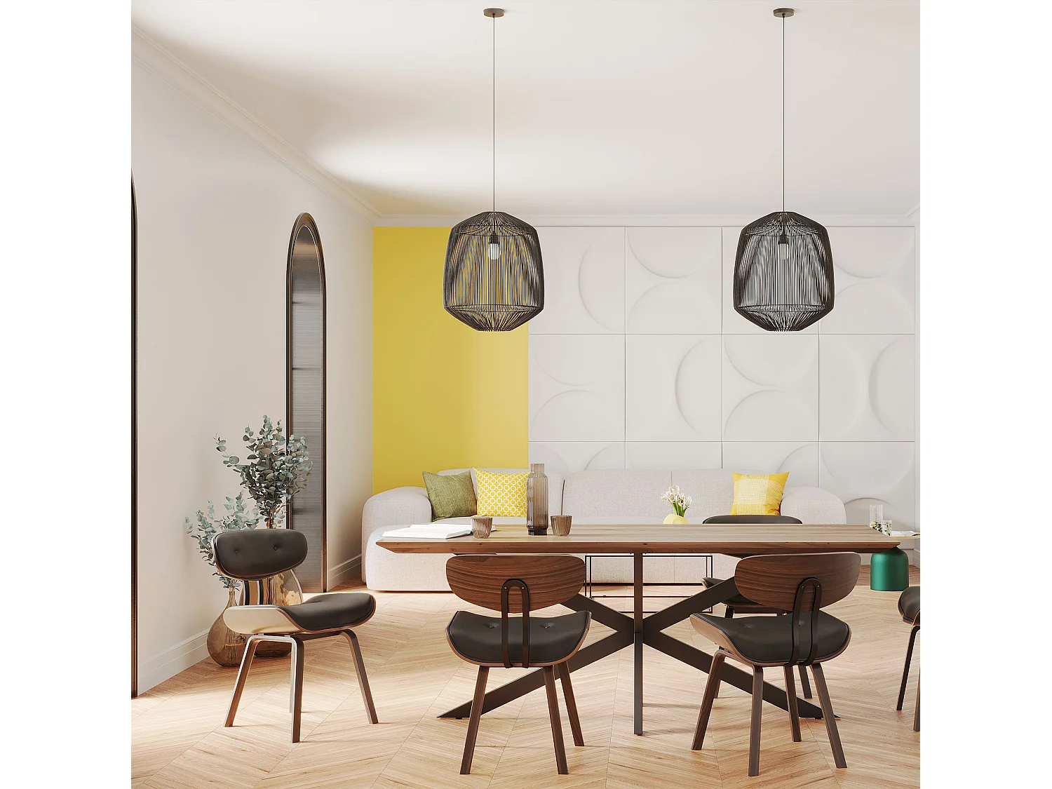 Chaise en PU noir et pieds en bois plié - Pétrus