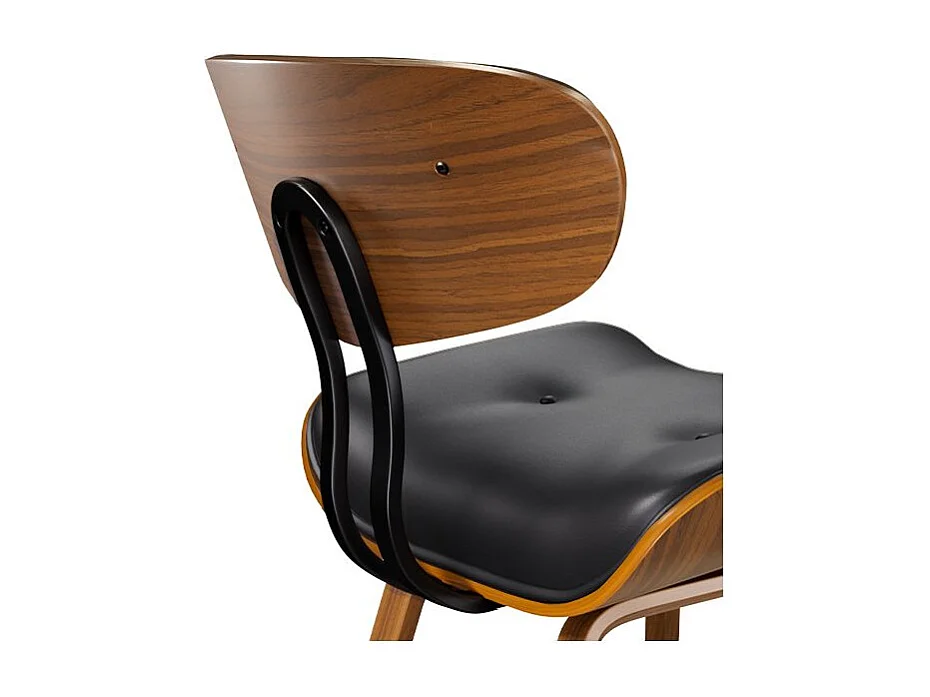 Chaise en PU noir et pieds en bois plié - Pétrus