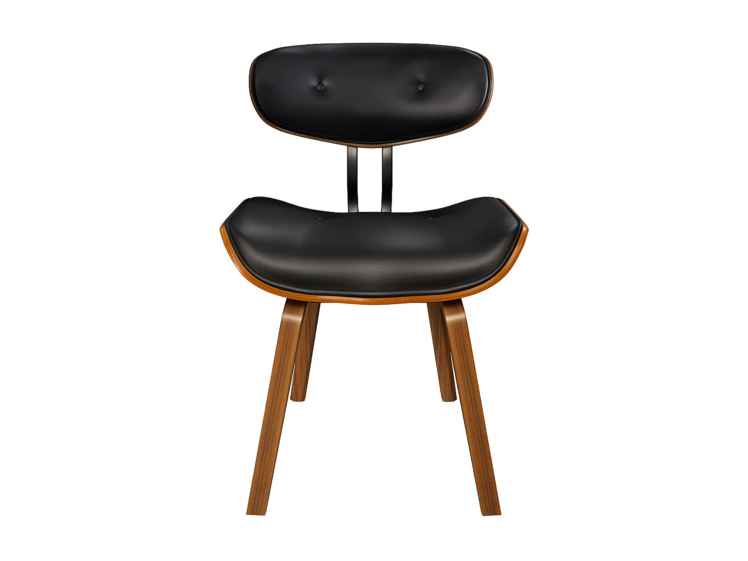 Chaise en PU noir et pieds en bois plié - Pétrus