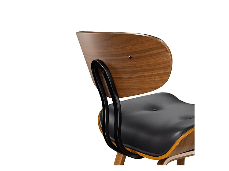 Sedia in PU nero con gambe in legno piegato - Pétrus