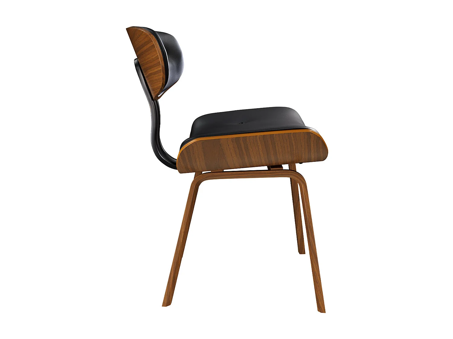 Sedia in PU nero con gambe in legno piegato - Pétrus