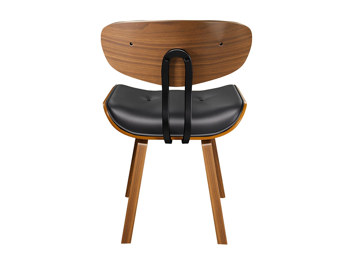 Sedia in PU nero con gambe in legno piegato - Pétrus