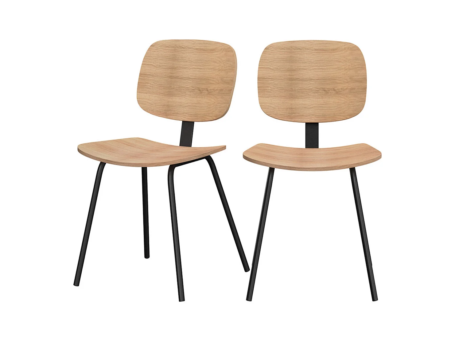 Set de 2 sillas de chapa de fresno con patas de metal - Hoodie