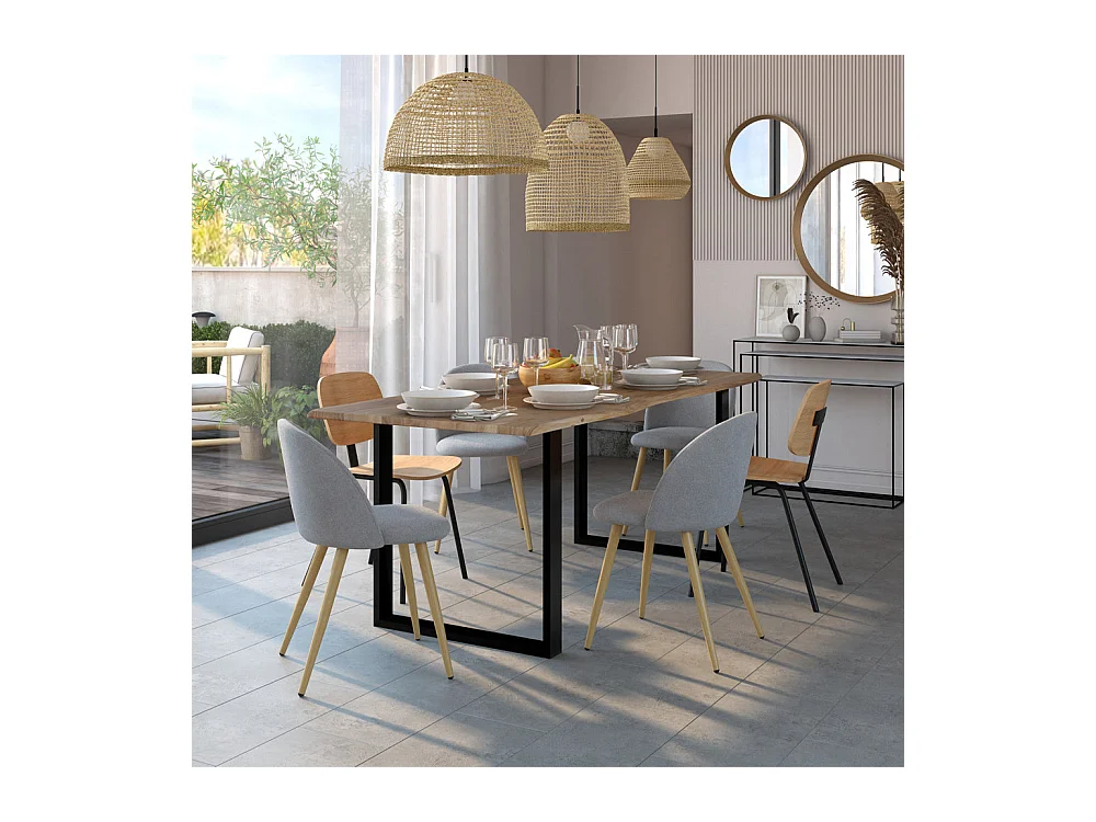 Set de 2 sillas de chapa de fresno con patas de metal - Hoodie