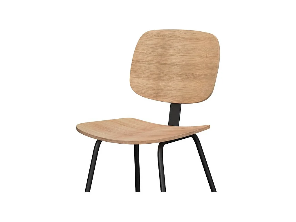 Set de 2 sillas de chapa de fresno con patas de metal - Hoodie