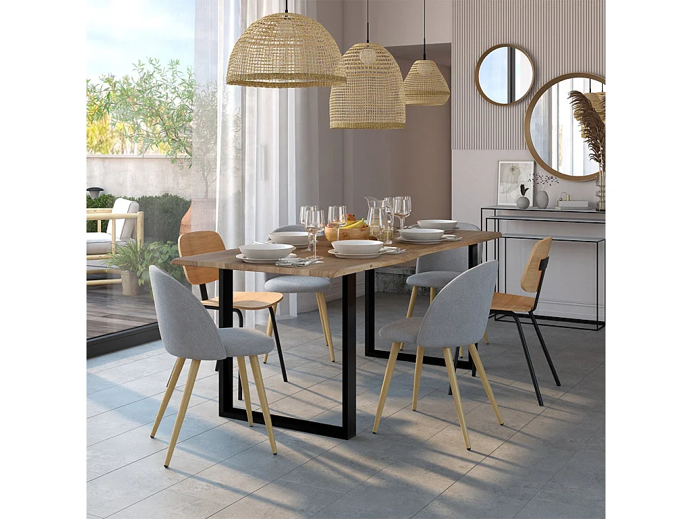 Set de 2 sillas de chapa de fresno con patas de metal - Hoodie