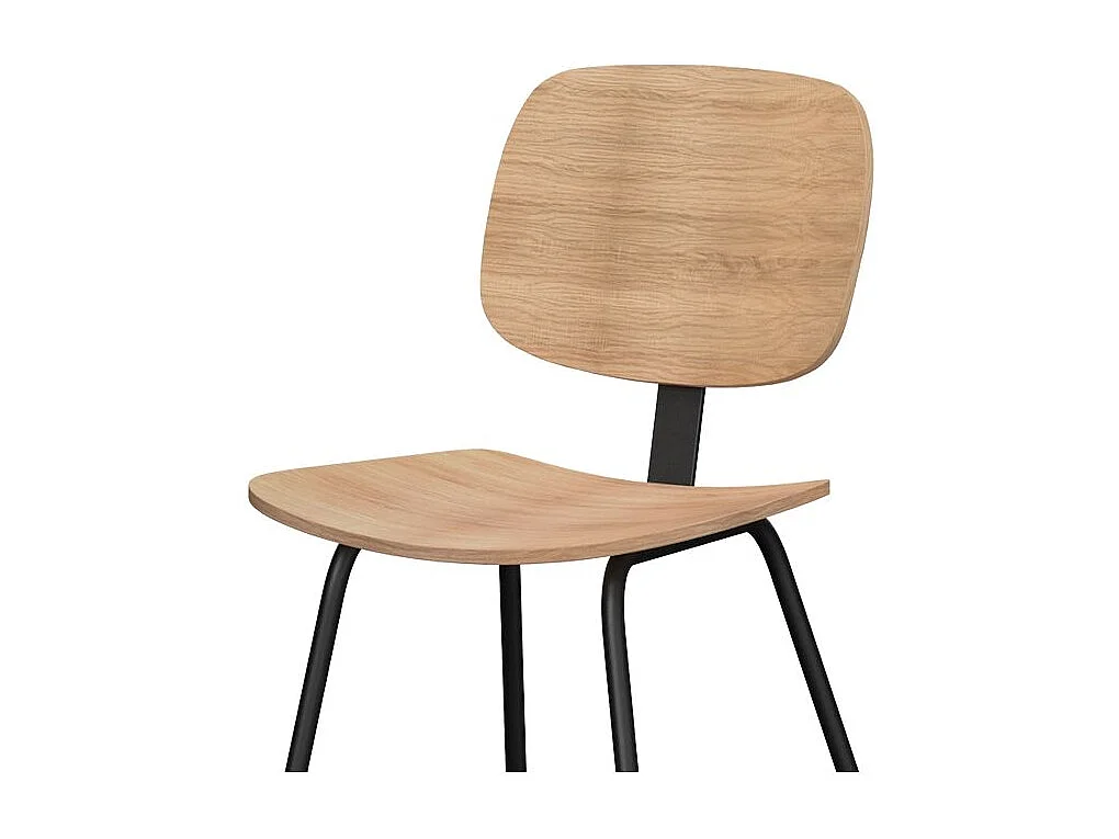 Set de 2 sillas de chapa de fresno con patas de metal - Hoodie