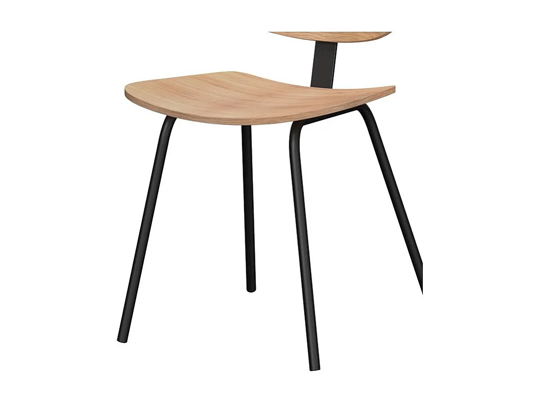 Set de 2 sillas de chapa de fresno con patas de metal - Hoodie