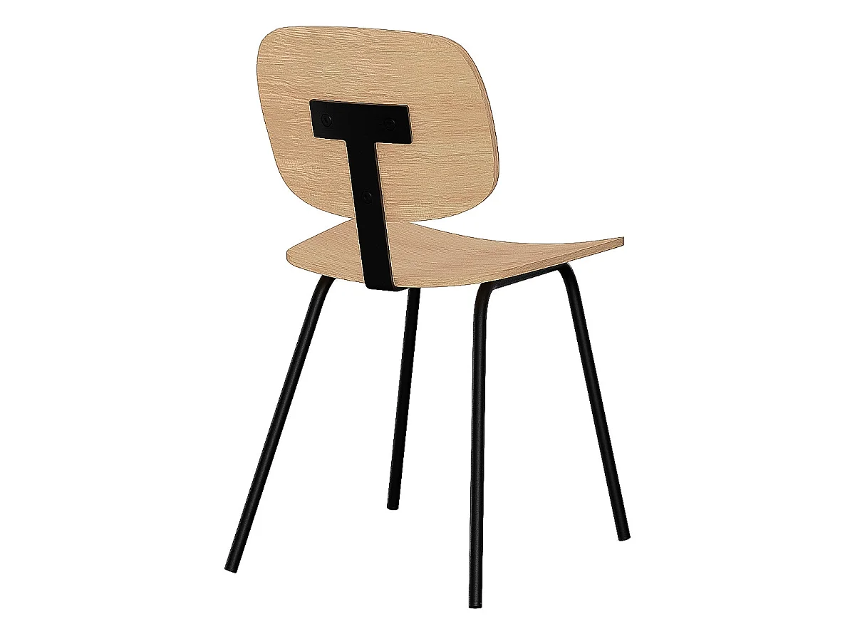 Set di 2 sedie in legno impiallacciato frassino con gambe in metallo - Hoodie