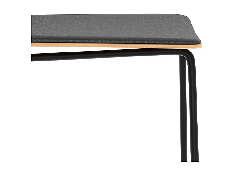 Set de 2 sillas de madera clara, piel sintética y patas de metal negro - Gerone