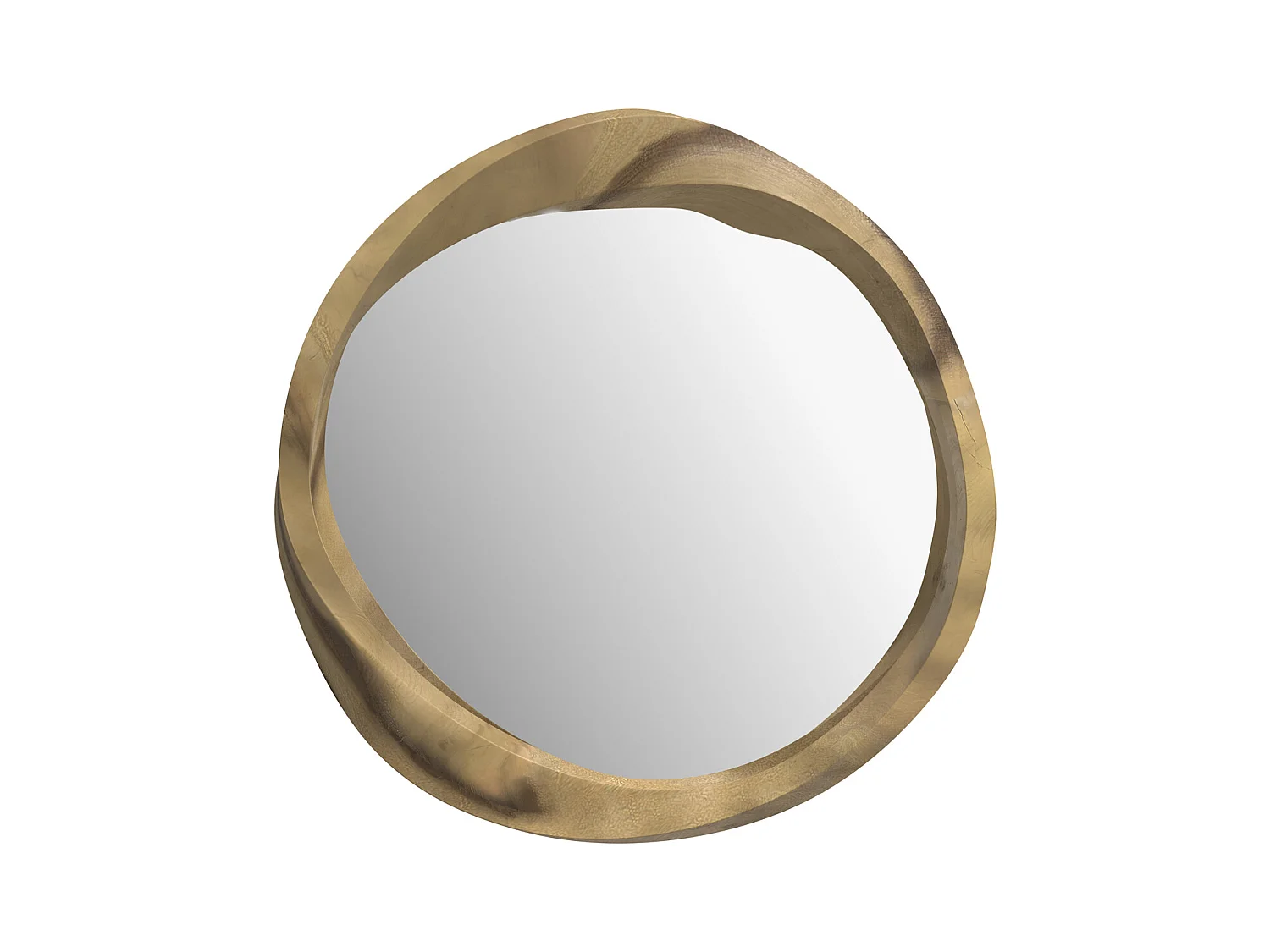 Miroir rond en bois clair de suar ondulé D53 cm - Yong