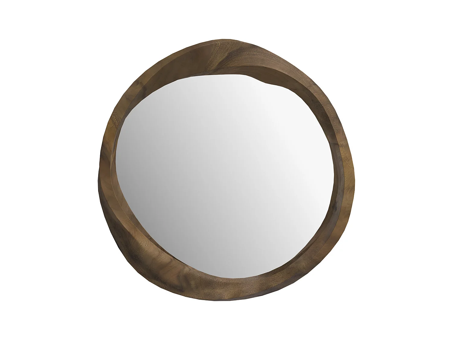 Specchio rotondo in legno di suar ondulato D53 cm - Yong